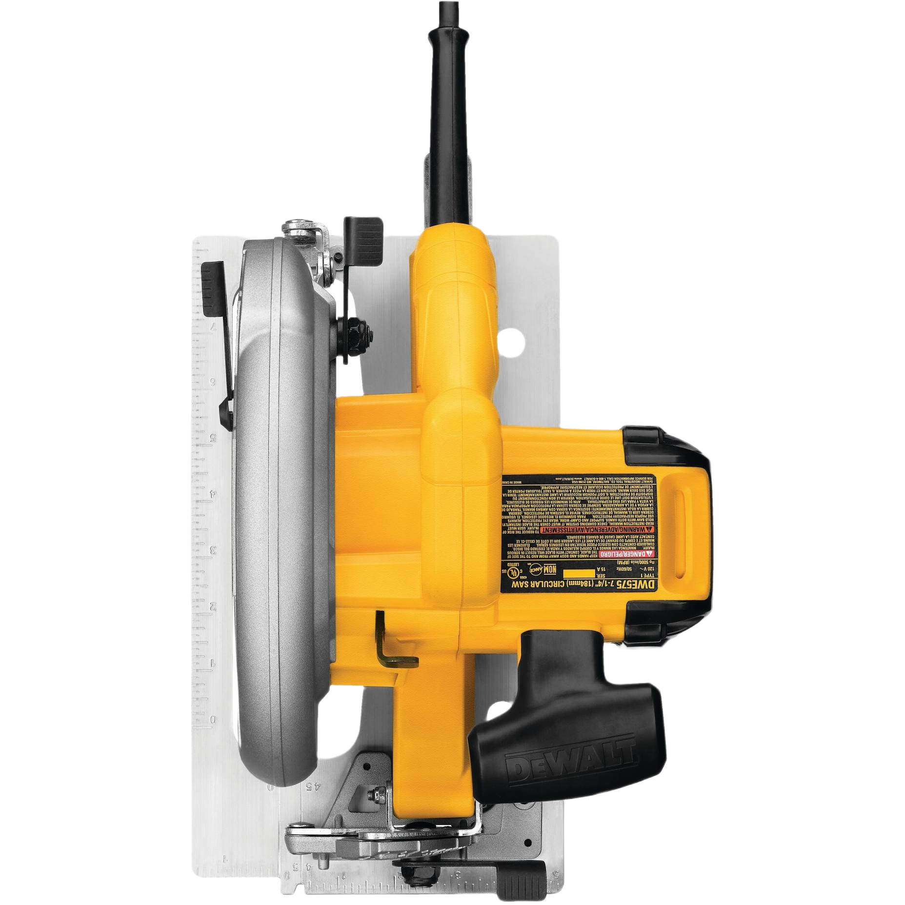 Yellow and black lightweight circular saw with bevel adjustment, designed for precision cutting in power tools and home improvement tasks
