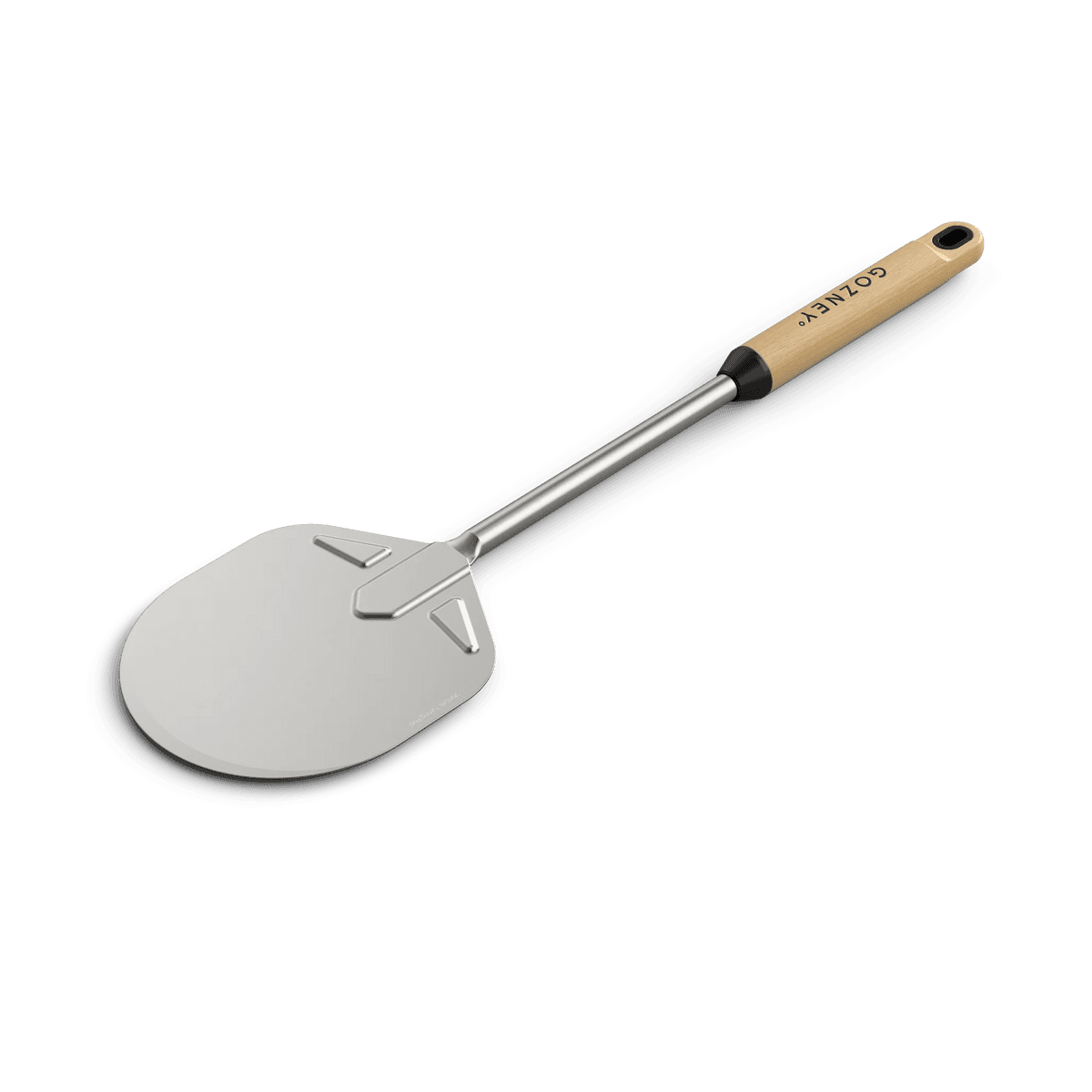 Stainless steel pizza turning peel with wooden handle for grilling tools and outdoor living collections