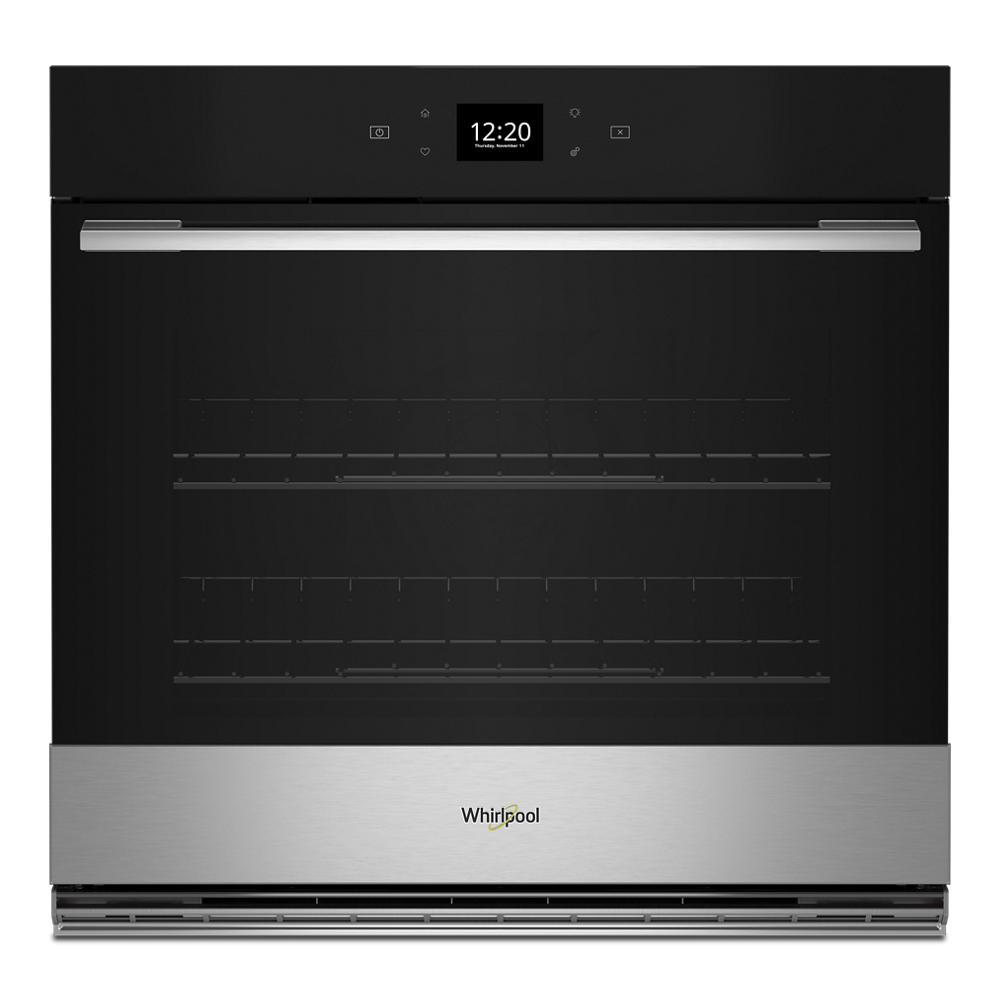 Black single wall oven with digital control panel, stainless steel handle, and air fry feature in Single Wall Ovens collection