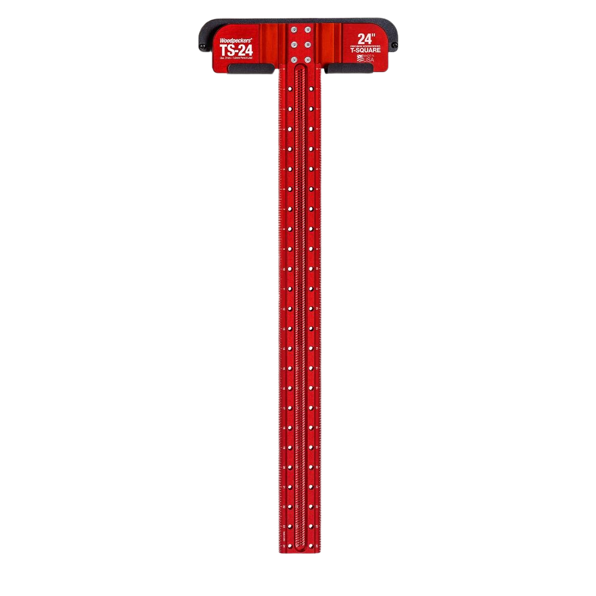 Red Woodpeckers 24-inch T square with measurement holes designed for woodworking and precise home improvement tasks