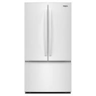 White French door refrigerator with bottom freezer and sleek vertical handles in kitchen appliances and French door refrigerators collections
