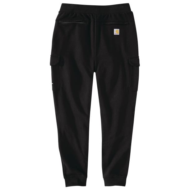 Black relaxed fit sweatpants with cargo pockets and elastic waistband designed for durable everyday wear and comfort