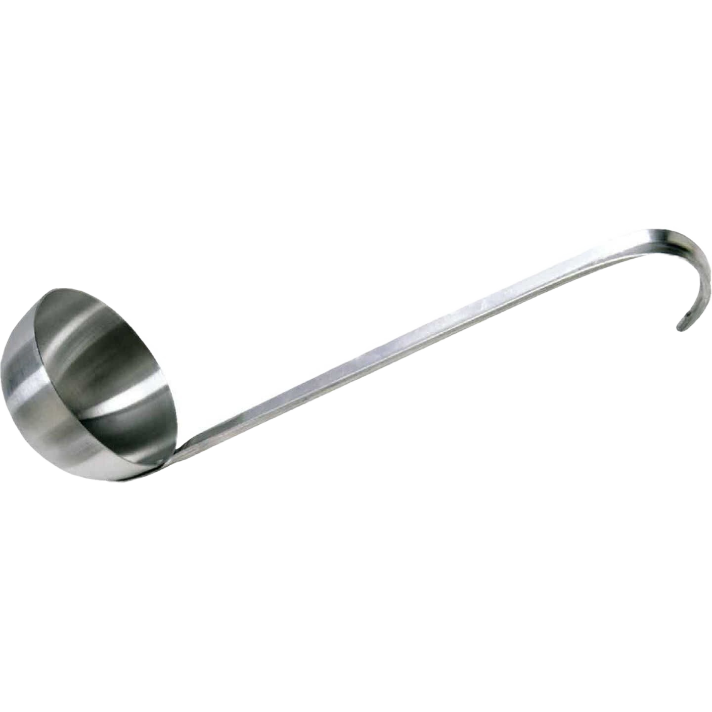 Long aluminum stockpot ladle with a hooked handle for easy hanging in Kitchenware and Cooking Utensils collections