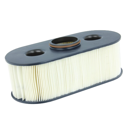 Oval-shaped pleated paper air filter with black plastic frame for John Deere parts and accessories collections under $50