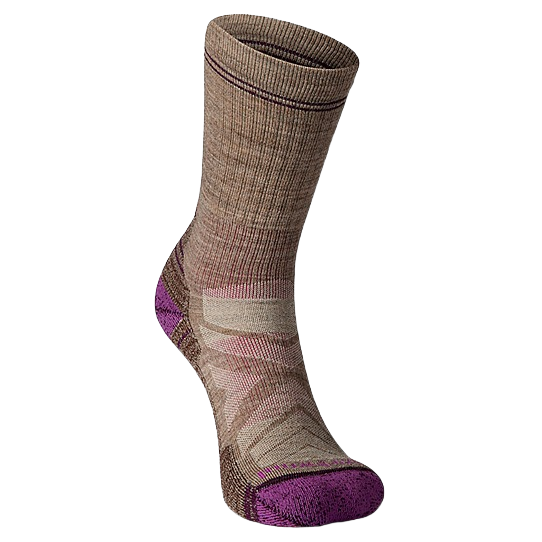 Single crew sock in fossil color with light cushioning and moisture-wicking fabric for outdoor comfort