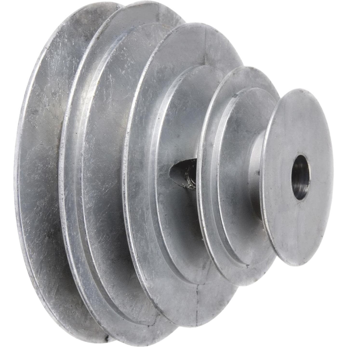 Multi-step die-cast cone pulley with hollow head set screws for belt-driven machinery in parts and tools collections