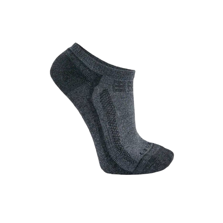 Single dark gray midweight low-cut sock with reinforced heel and toe, part of Clothing & Shoes, Accessories, and Carhartt collections at Hartville Hardware.