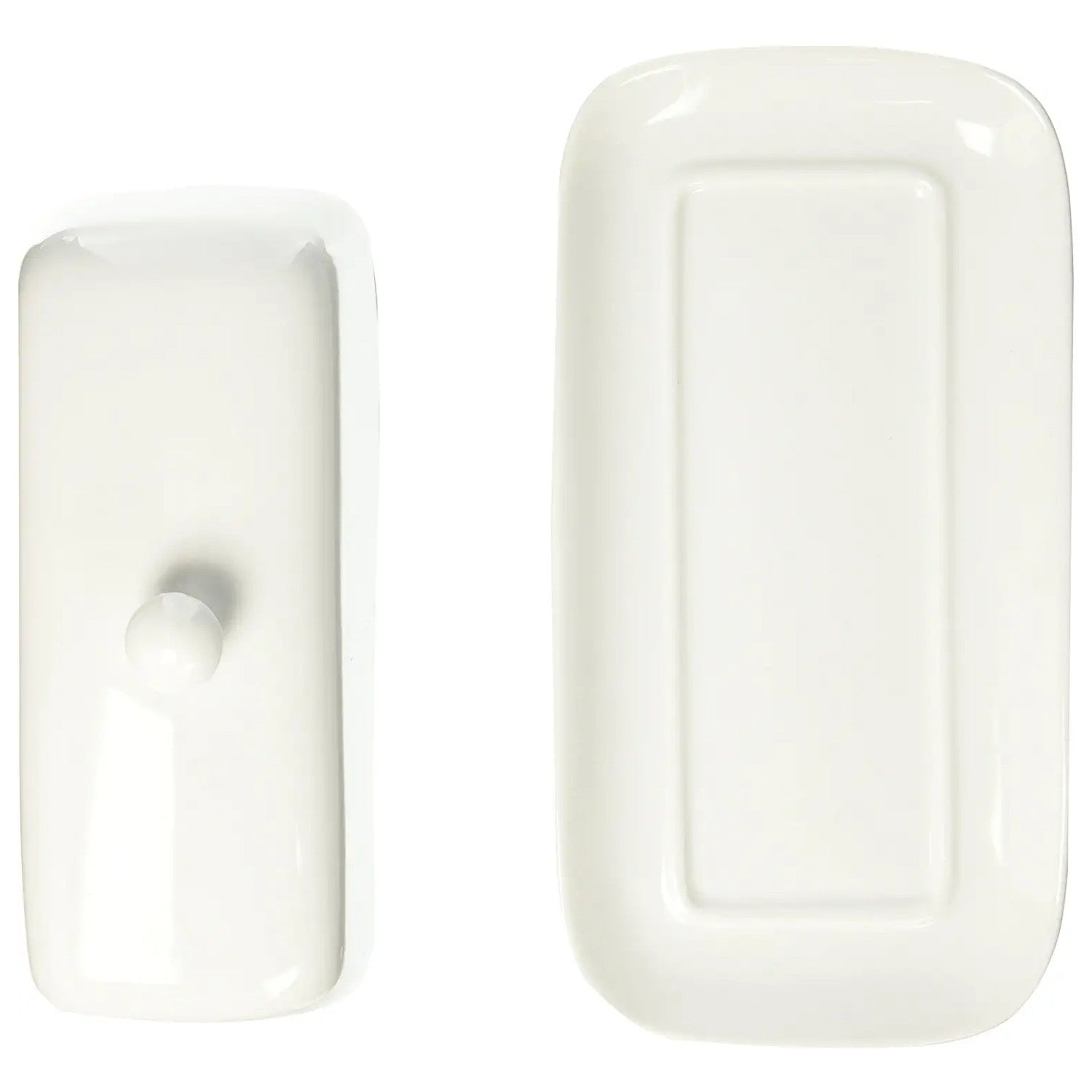 Glossy white ceramic butter dish with knob lid for kitchen storage and organization under $50 collection