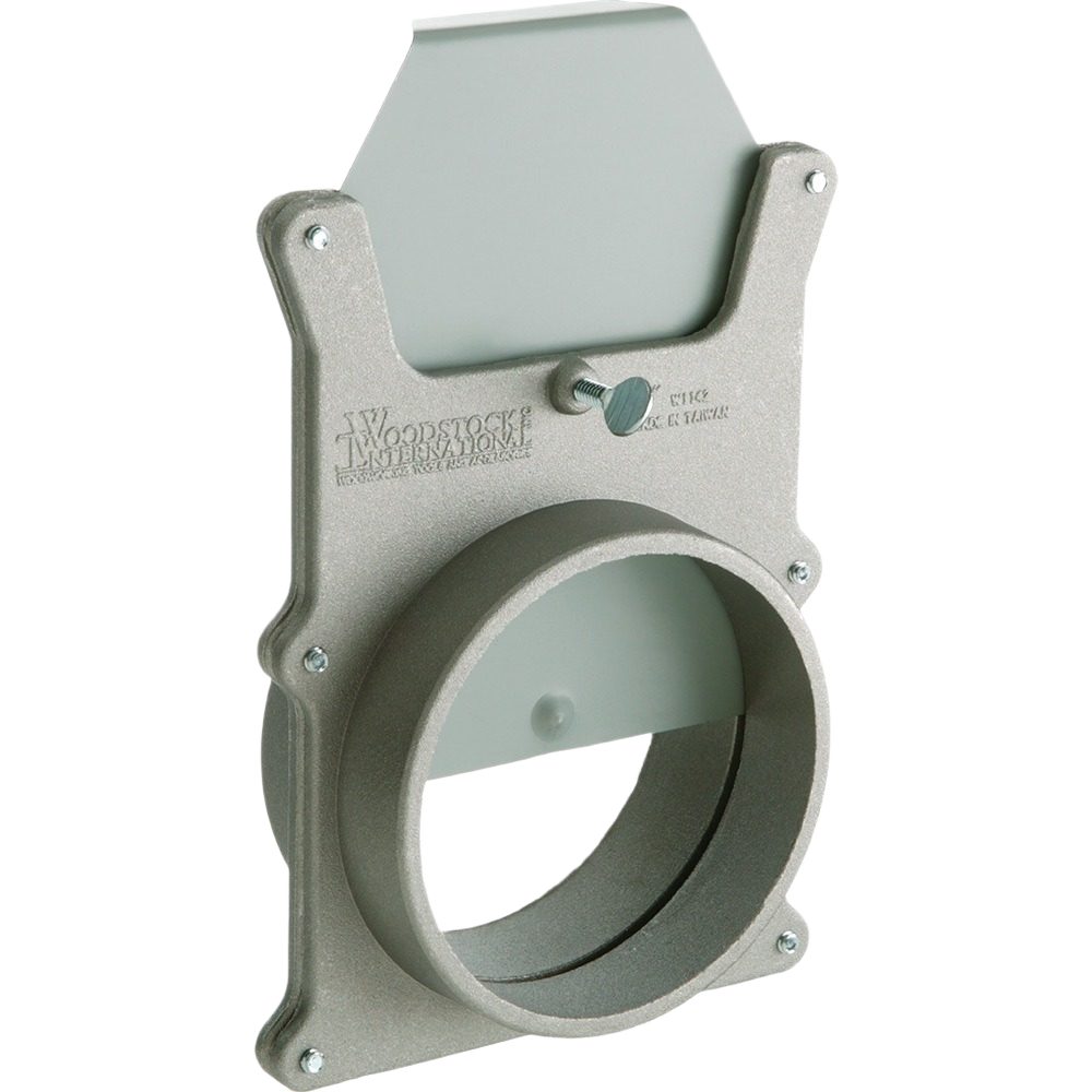 Aluminum blast gate with round duct opening for controlling airflow in woodworking dust collector systems under $50