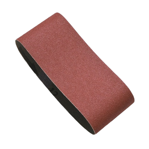 Durable 100-grit abrasive sanding belt for power tools used in home improvement and woodworking projects