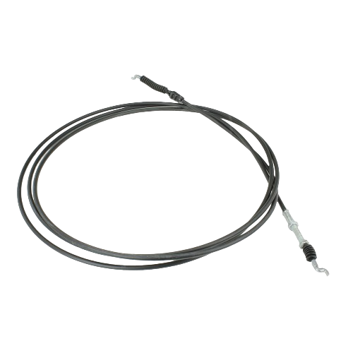 Black gear shift cable with metal ends for John Deere machinery parts and home improvement projects