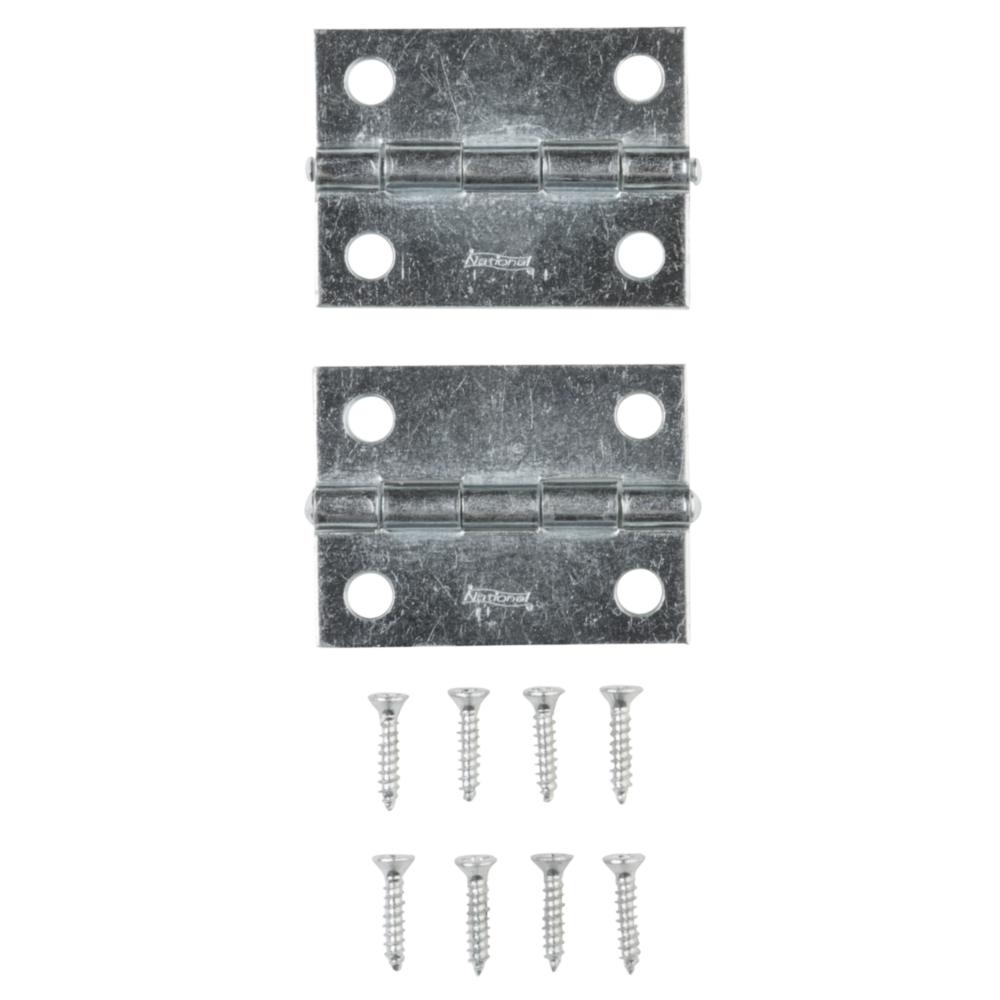Set of two zinc narrow tight-pin hinges with matching screws for home improvement and door hardware projects under $50