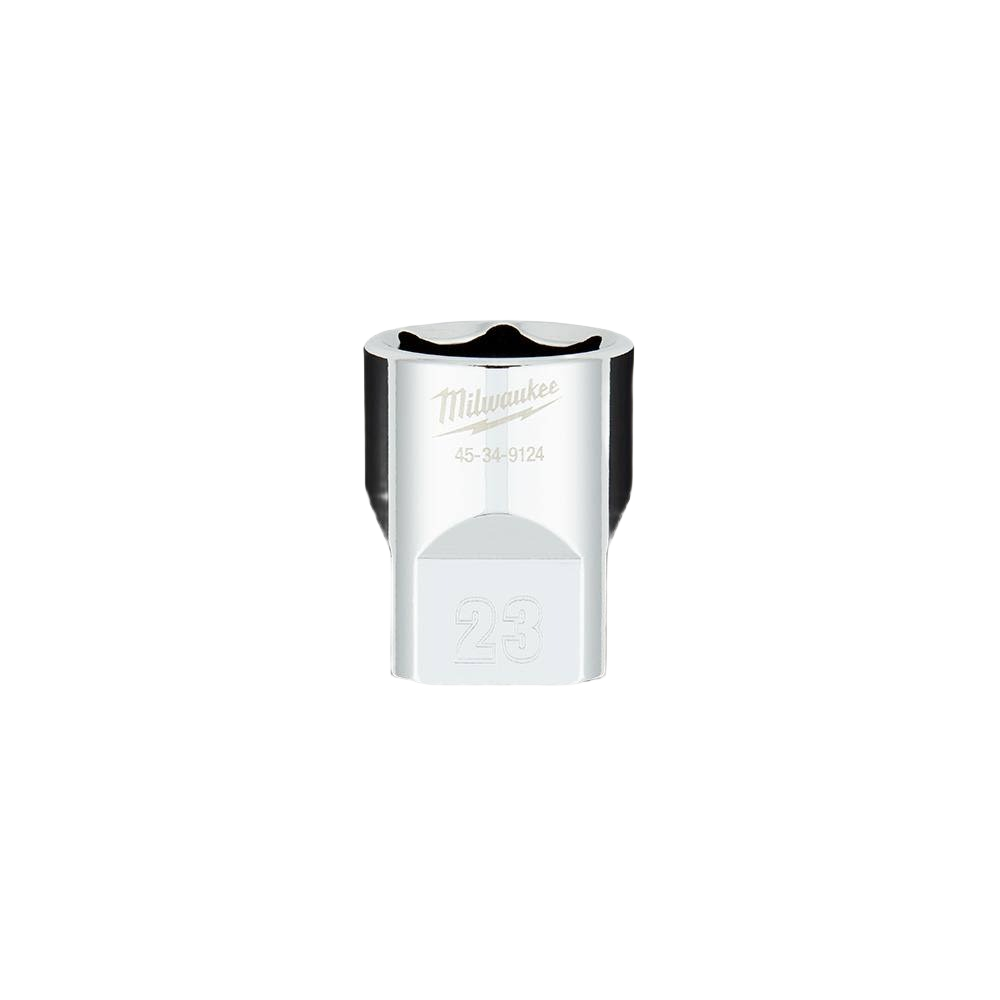 Chrome-finished 23-mm socket with flat sides for wrench-ready wood and hand tool applications under $50 collections