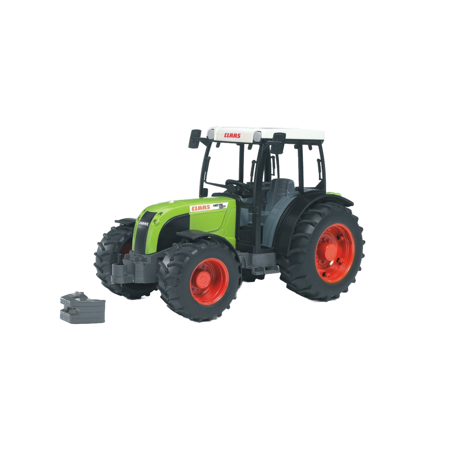 Green and black Bruder toy tractor model with orange wheels and detachable front weight for Vehicles & Remote Controlled Toys collection