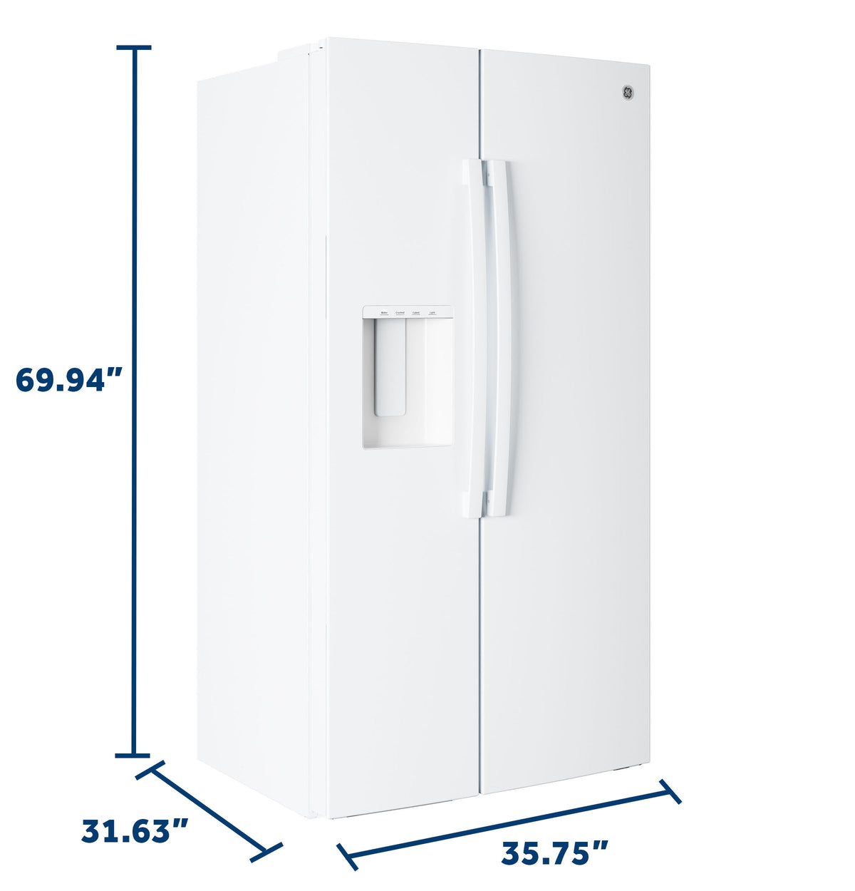 GE® ENERGY STAR® 23.6 Cu. Ft. Counter-Depth Side-By-Side Refrigerator with Extra Tall Dispenser and In-Door Icemaker