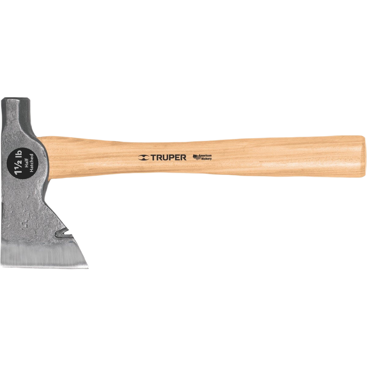 Half hatchet with steel head and smooth wooden handle designed for tools and home improvement tasks