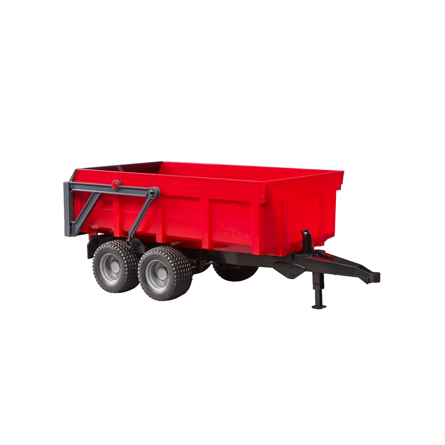 Red tipping toy trailer with fold-out support leg and dual wheels in Vehicles & Remote Controlled Toys collection