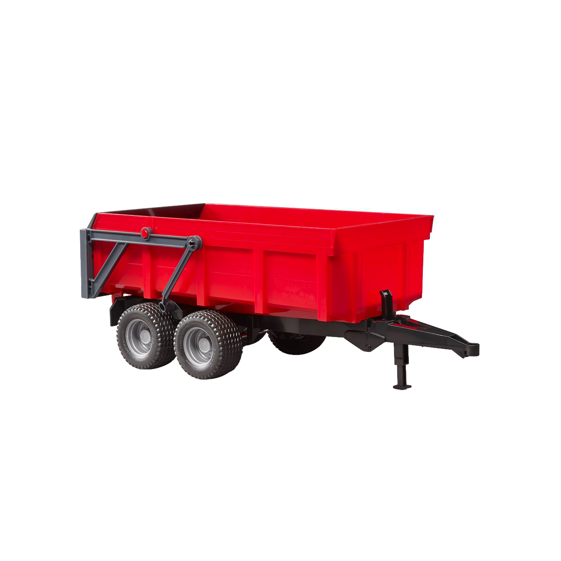 Red tipping toy trailer with fold-out support leg and dual wheels in Vehicles & Remote Controlled Toys collection