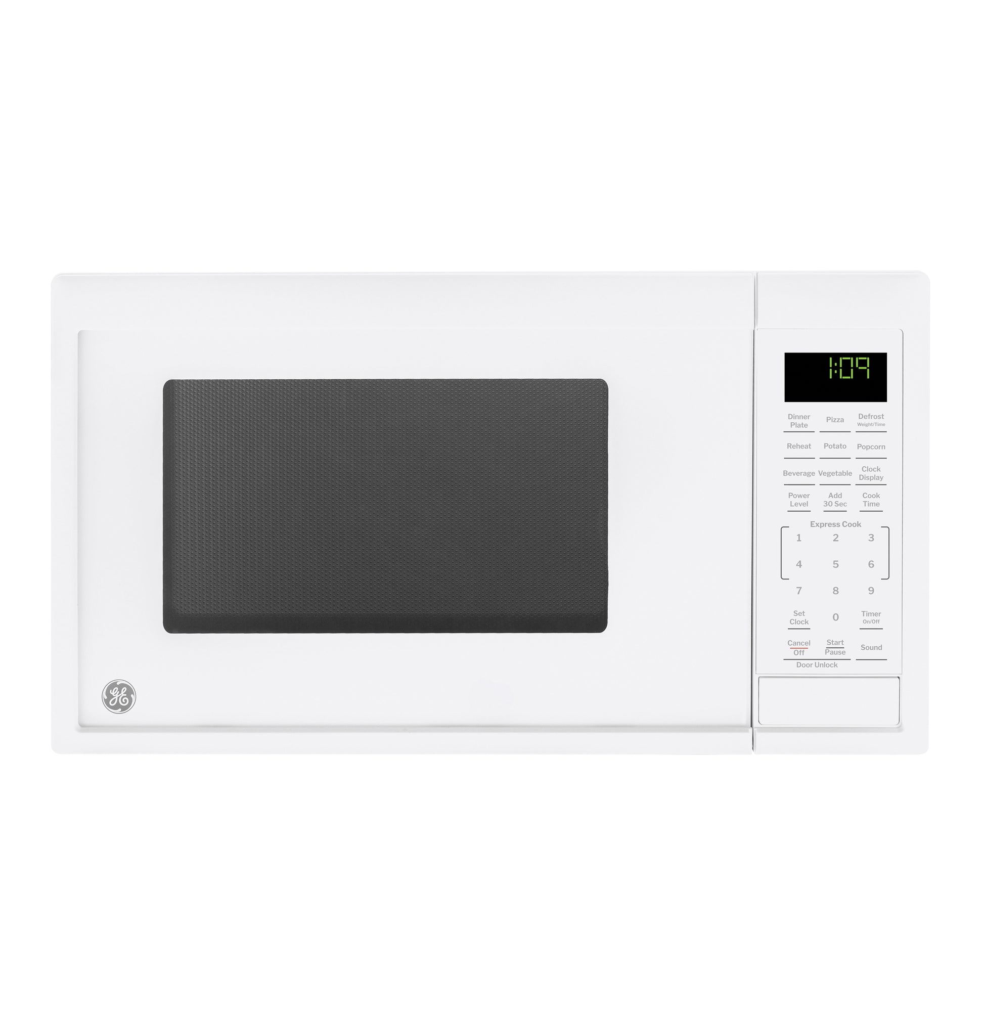 White countertop microwave with digital control panel and timer display from Countertop Microwaves collection