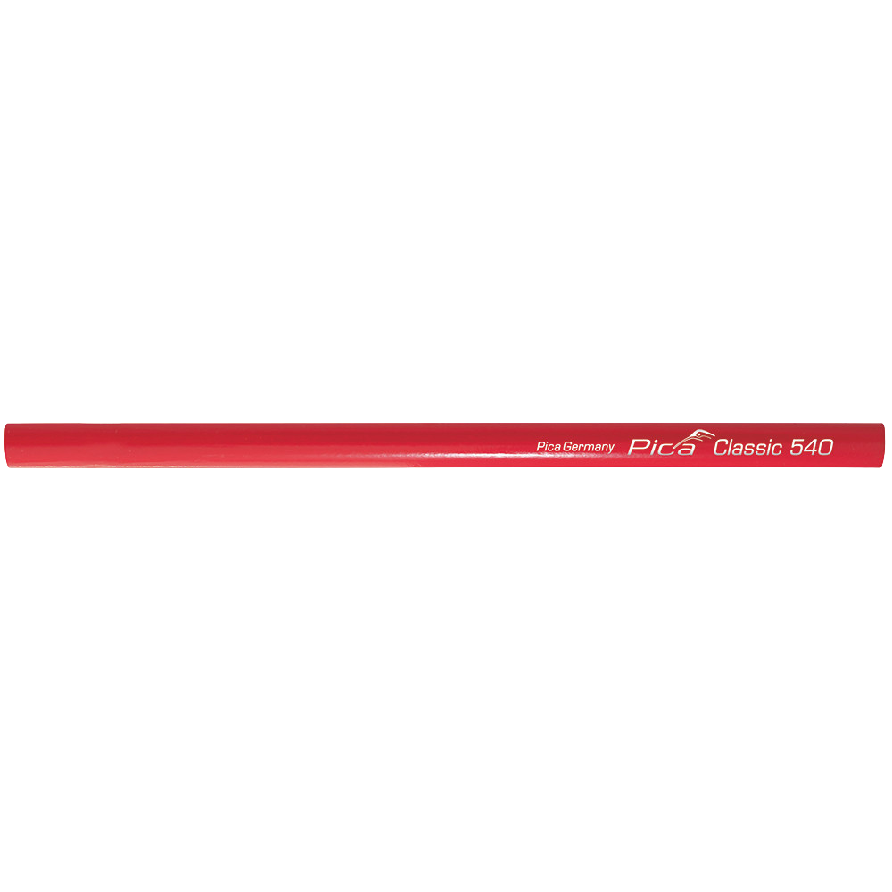 Red carpenter pencil labeled Pica Classic 540 for woodworking and measuring tools in office supplies collection