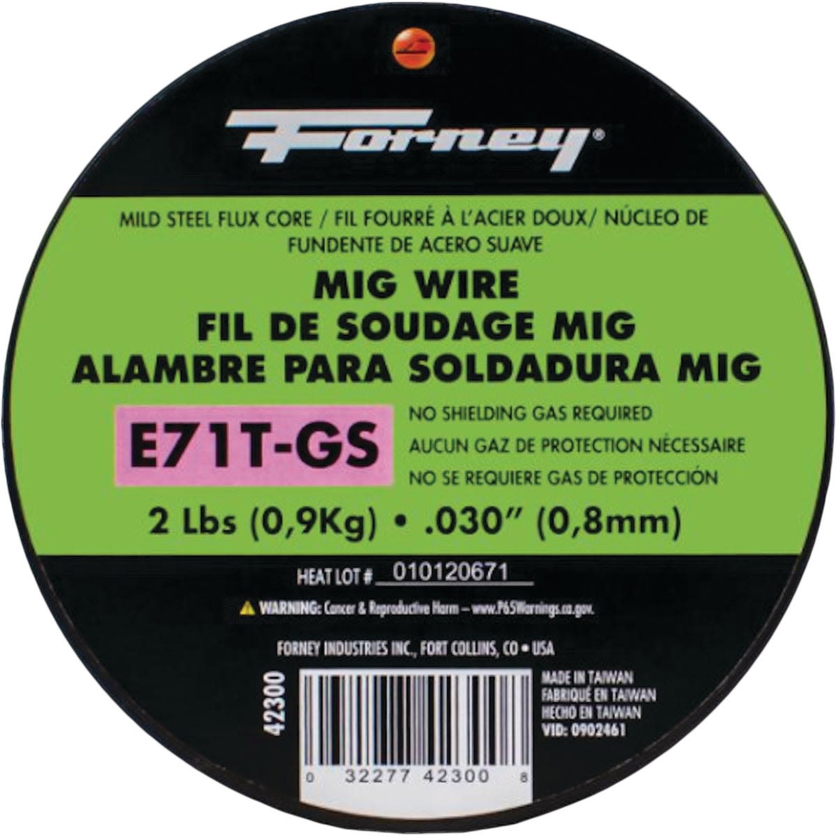 Forney mild steel flux core MIG wire spool with .030 inch diameter and 2-pound weight for welding tasks