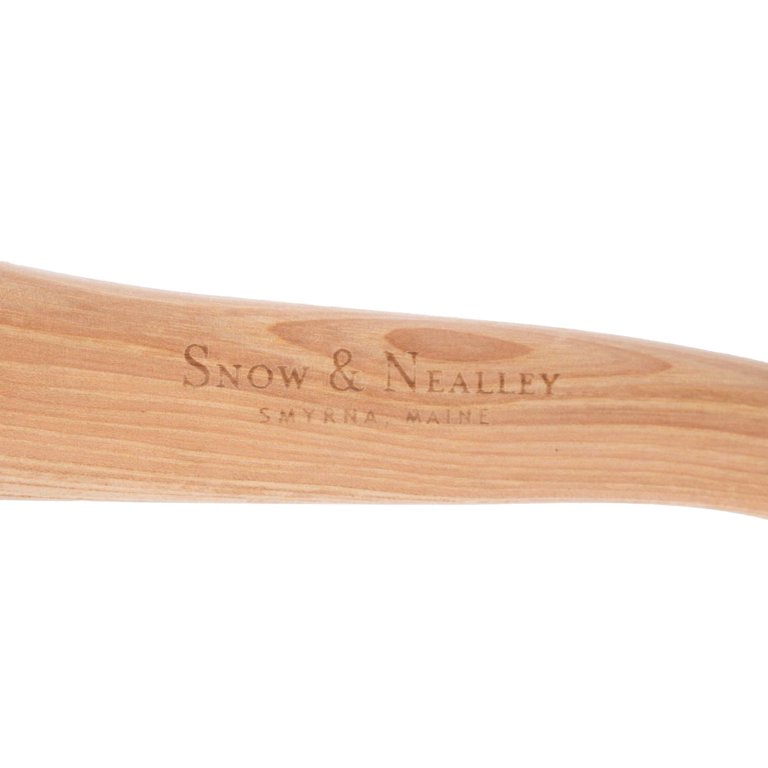 Smooth wooden handle with Snow & Nealley logo engraved for outdoor tools and gardening collections under $100