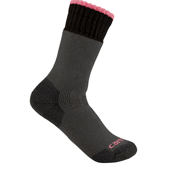 Medium charcoal synthetic wool boot sock with black cuff and pink trim in clothing and accessories under $50 collection