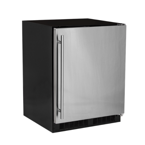 Compact built-in refrigerator with stainless steel door, right-hand swing, vent grille, and slim profile in Appliances collection