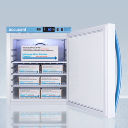 Compact white vaccine refrigerator with keyless lock and digital controls in appliances and mini refrigerators collections