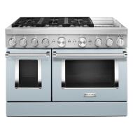 48-inch KitchenAid dual fuel range with six burners, electric griddle, and double ovens in Appliances collection