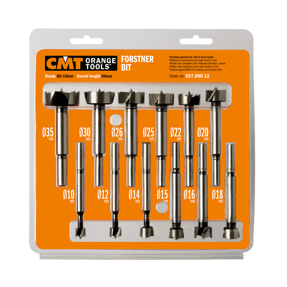 CMT Orange Tools 12-Pc Forstner Bit Set 10mm Shank, Rh