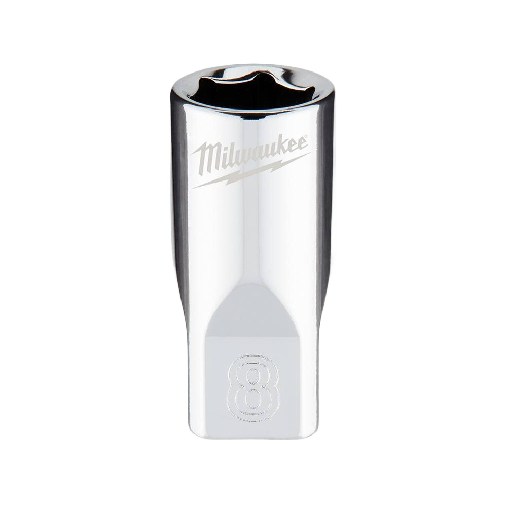 Chrome 8-mm 6-point socket with FOUR FLAT™ sides for hand tools and woodworking in Milwaukee collection under $50