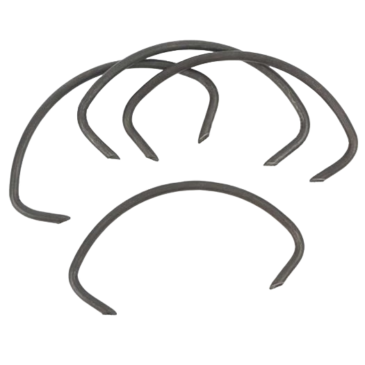 Set of four curved metal miter clamps for securing wood pieces during home improvement and woodworking projects