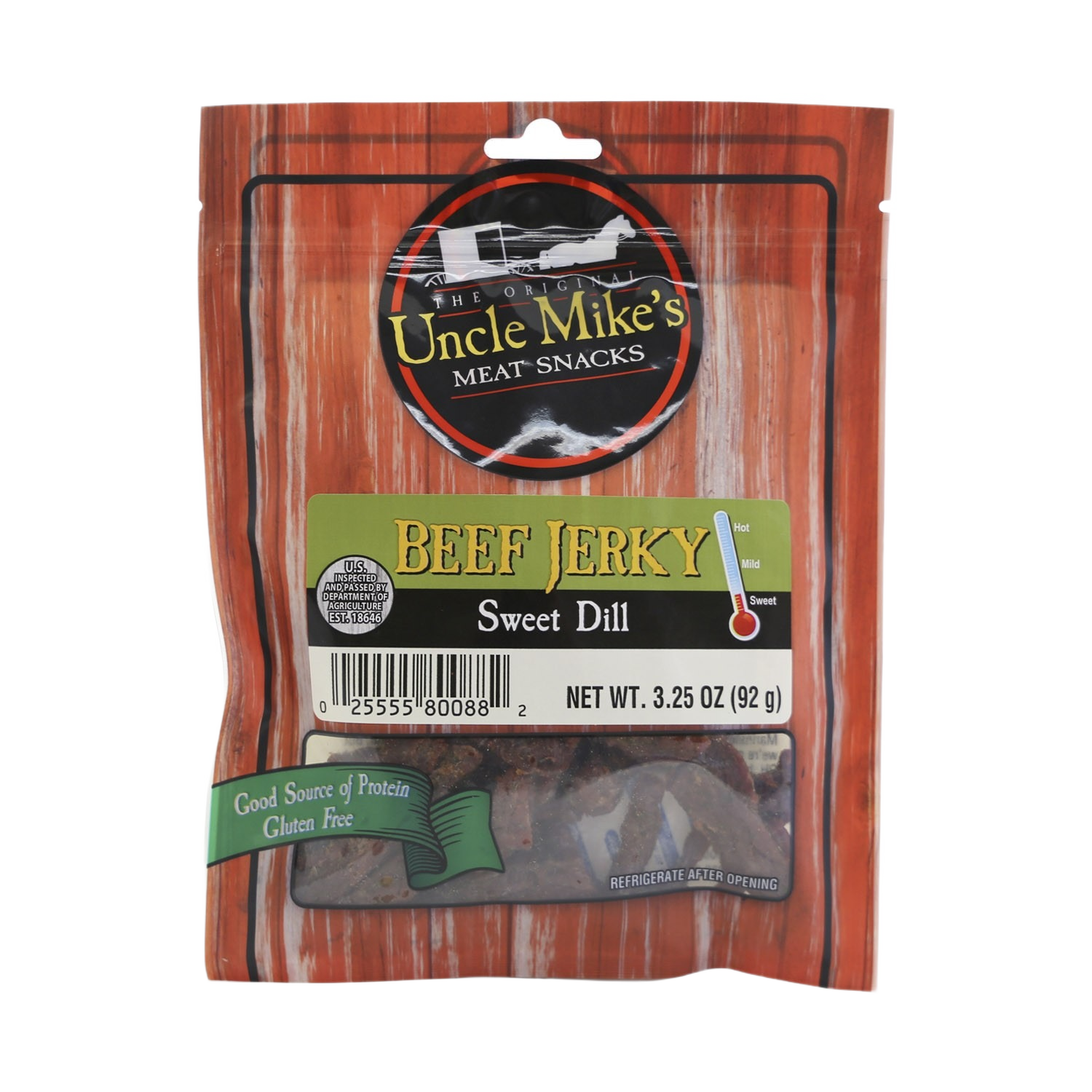 Package of gluten-free sweet dill flavored beef jerky from Chips & Snacks and Food & Beverage collections