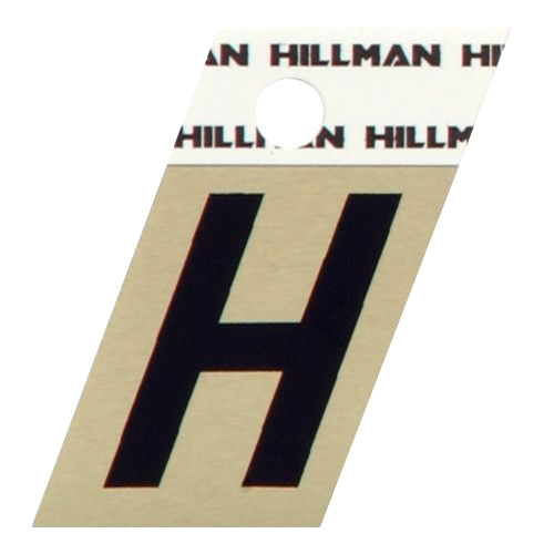 Hillman 1-1/2 in. Black & Gold Aluminum Angle Cut Sticker Letter H