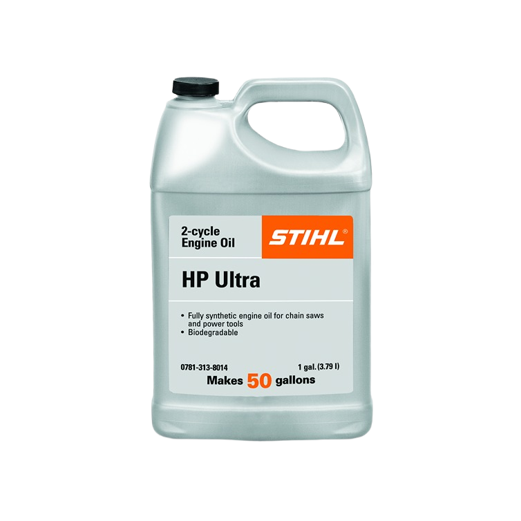 One-gallon container of fully synthetic STIHL 2-cycle engine oil for chainsaws and power tools, biodegradable formula