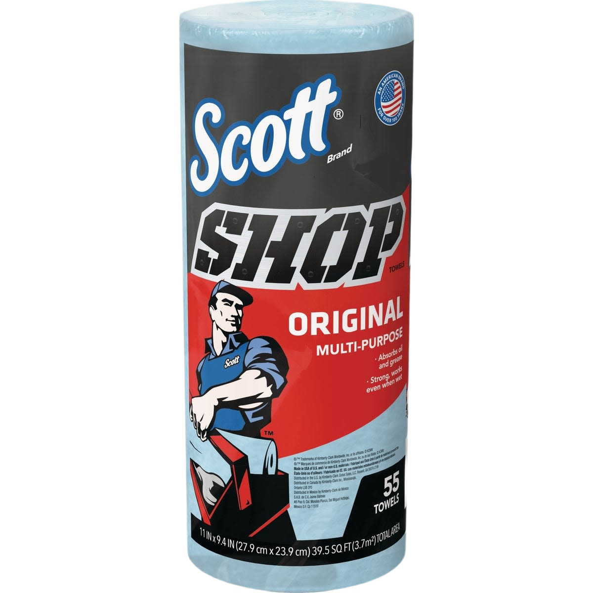 Roll of Scott multi-purpose shop towels with branded packaging for tools and home improvement tasks