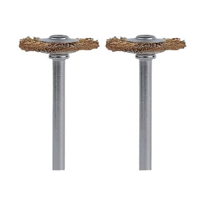 Pair of brass wire rotary tool brushes for rust removal and metal polishing in power tool accessories under $50 collections