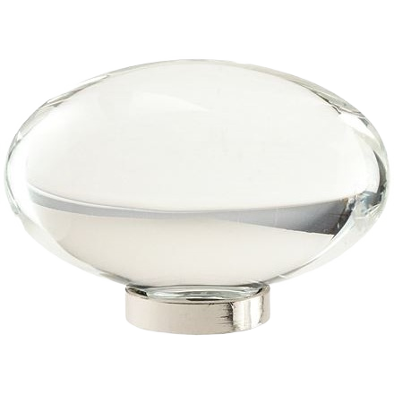 Clear glass oval cabinet knob with polished nickel base for furniture hardware and home improvement collections under $50