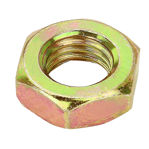 Hexagonal metal nut with threaded interior, suitable for John Deere parts and home improvement hardware collections under $25.
