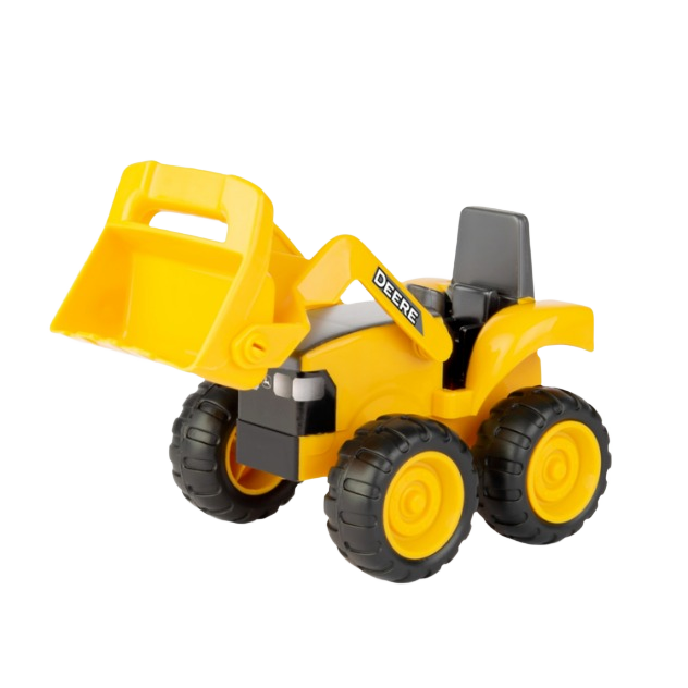 Yellow toy loader tractor with moving bucket and authentic John Deere graphics in Vehicles & Remote Controlled Toys collection