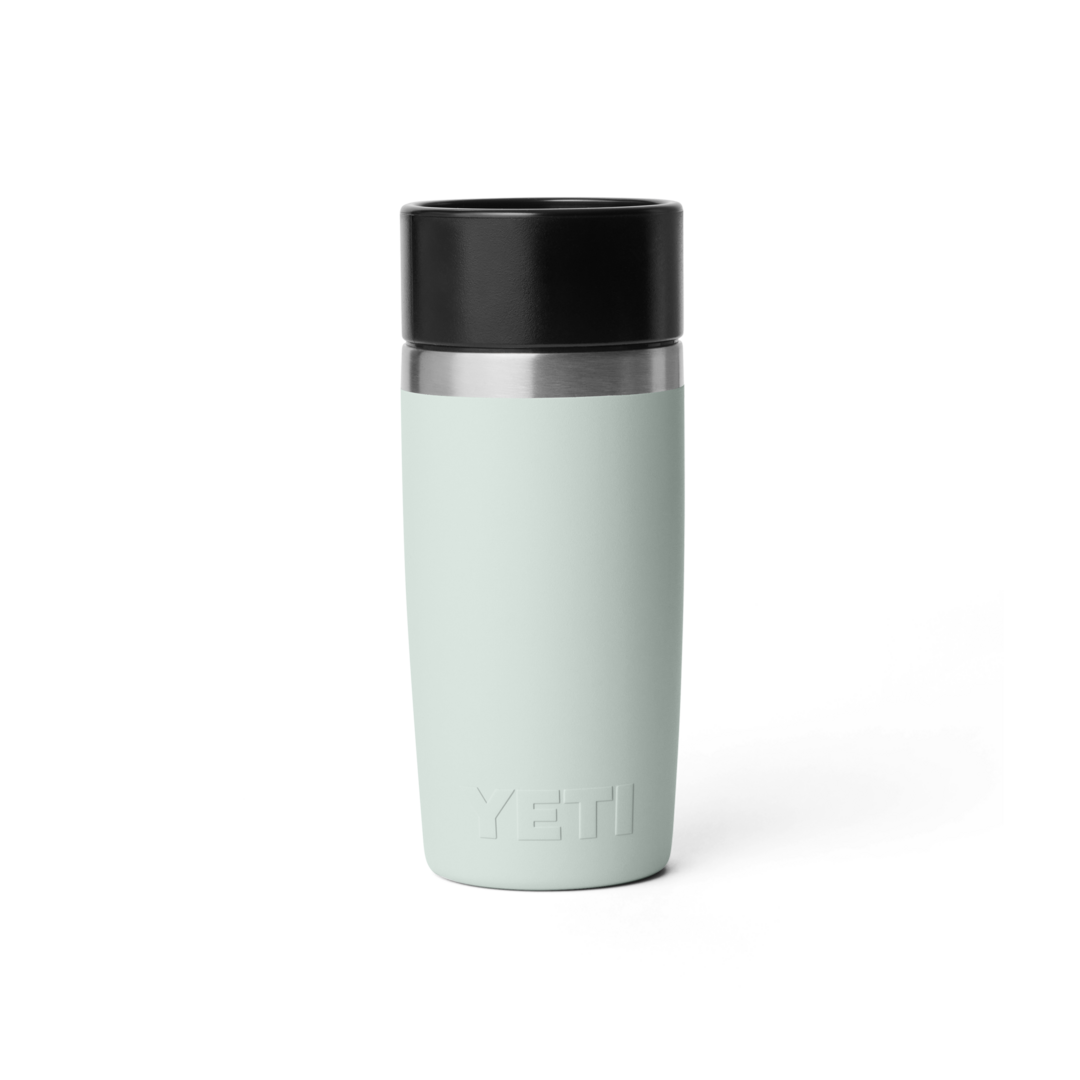 Light green insulated stainless steel 12 oz travel bottle with black lid from drinkware and kitchenware collections under $100