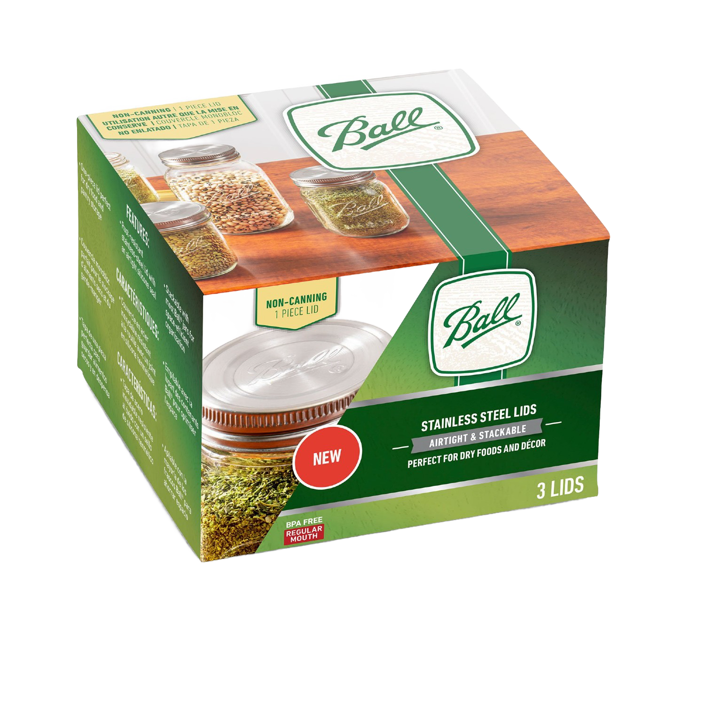 Box of three stainless steel airtight jar lids for regular mouth jars, ideal for kitchenware and storage under $50 collection
