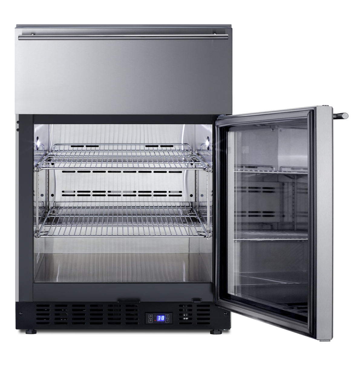 24" Wide Built-In Commercial Beverage Refrigerator With Top Drawer