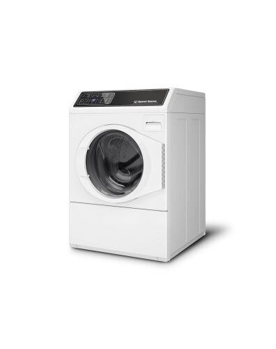 White front load washer with right hinge door, digital control panel, and spacious drum from Washers & Dryers collection