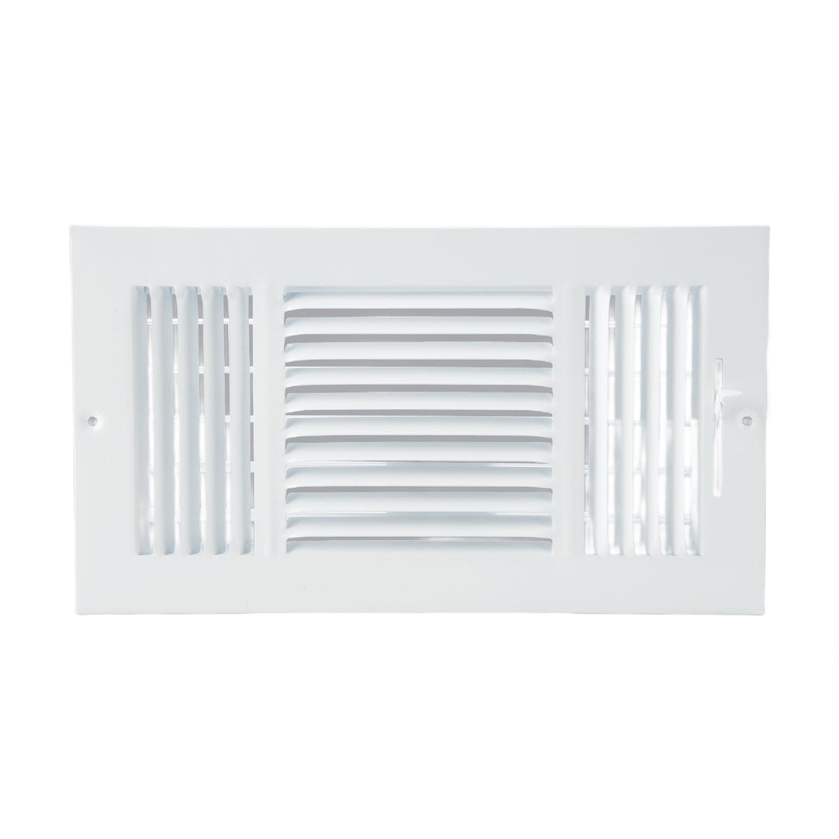 White steel 3-way wall register with adjustable louvers for airflow control in plumbing and home improvement tools collections