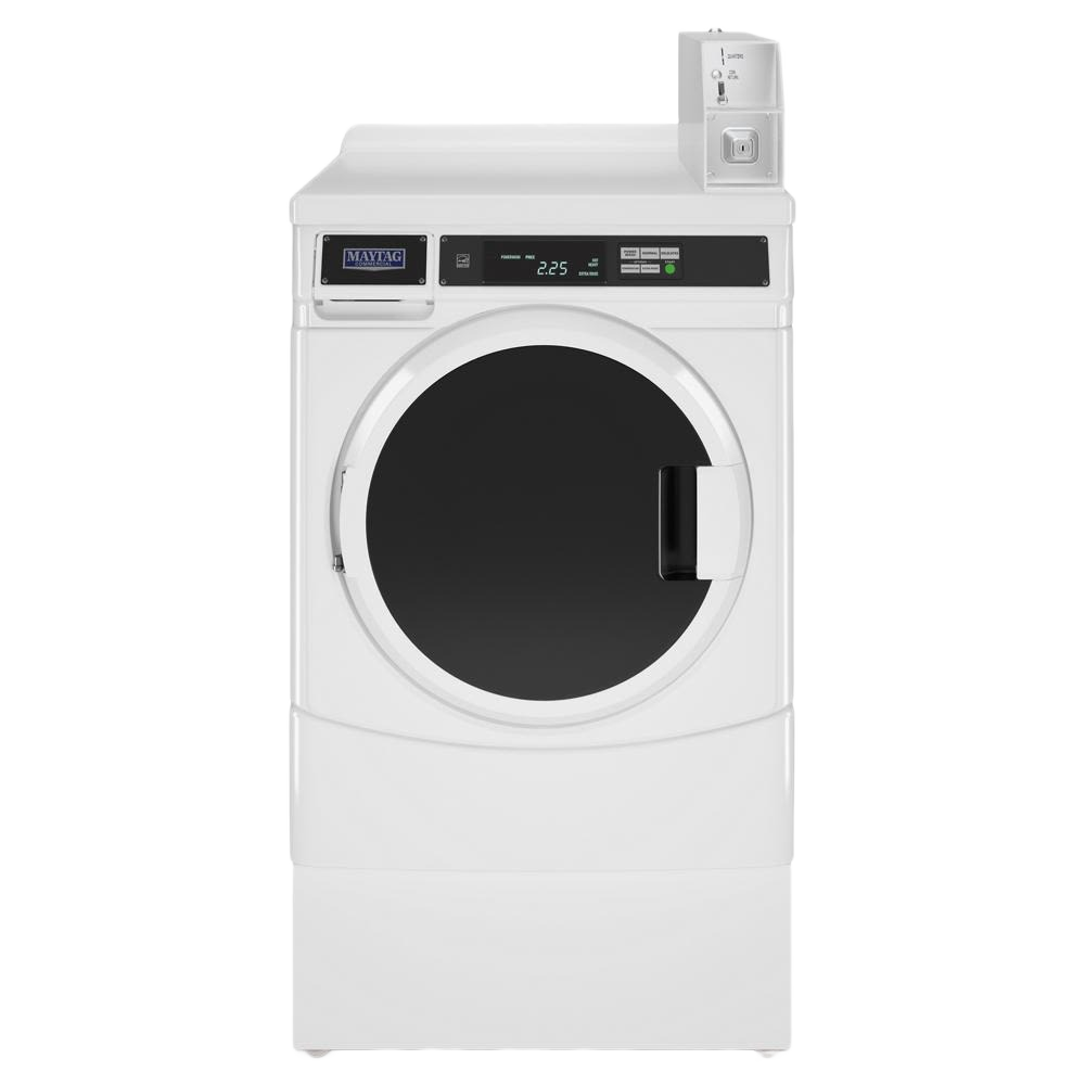 White commercial front-load washer with digital controls and factory-installed coin drop from Front Load Washers collection