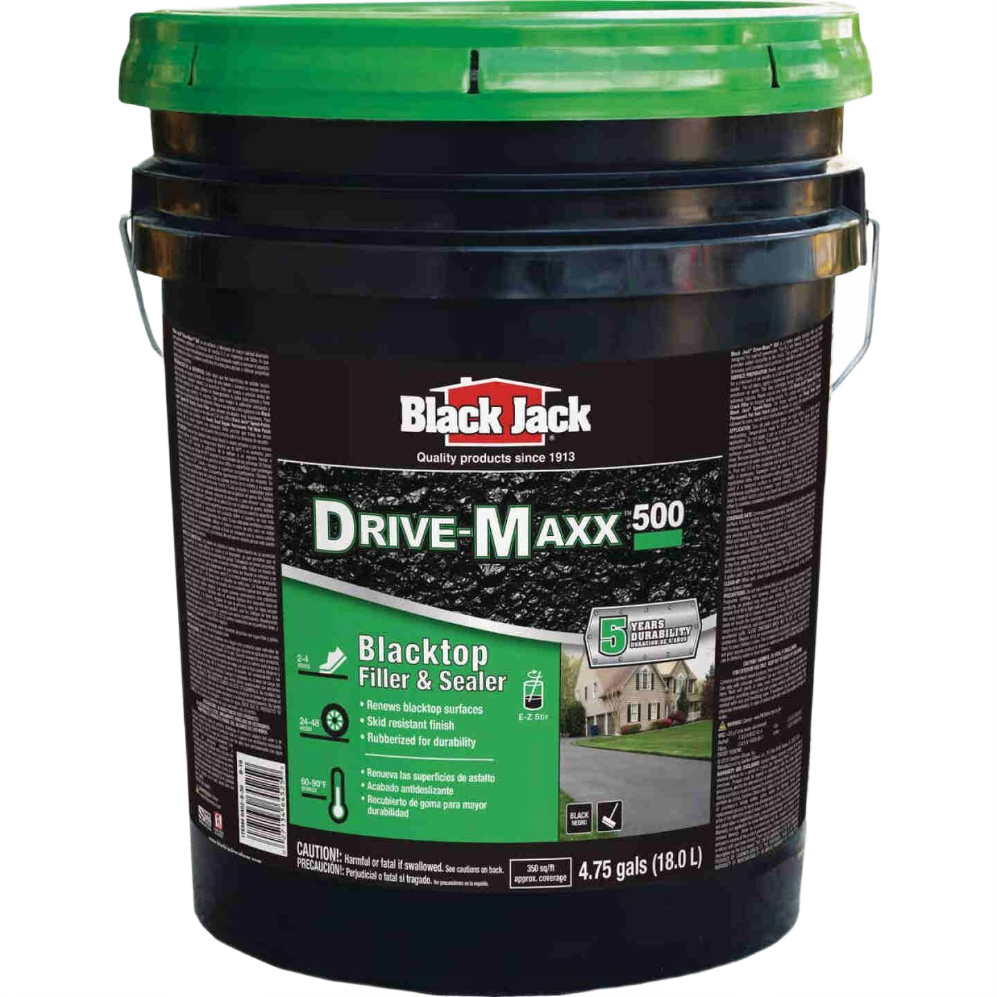 Black Jack Drive-Maxx 500 blacktop filler and sealer in a 5-gallon container from Paint & Supplies for home improvement.
