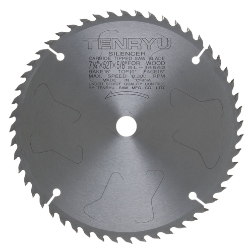 Circular carbide-tipped saw blade with 52 teeth designed for woodworking and power tool accessories.