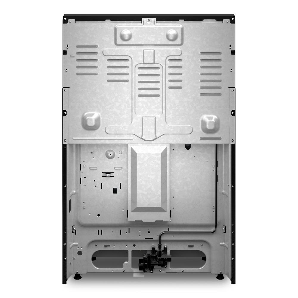 Rear view of a 30-inch gas range showcasing metal panel and internal components for home improvement and appliances use